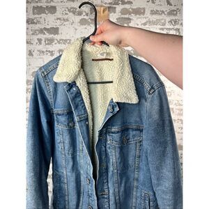 & denim | women sherpa lined denim jacket